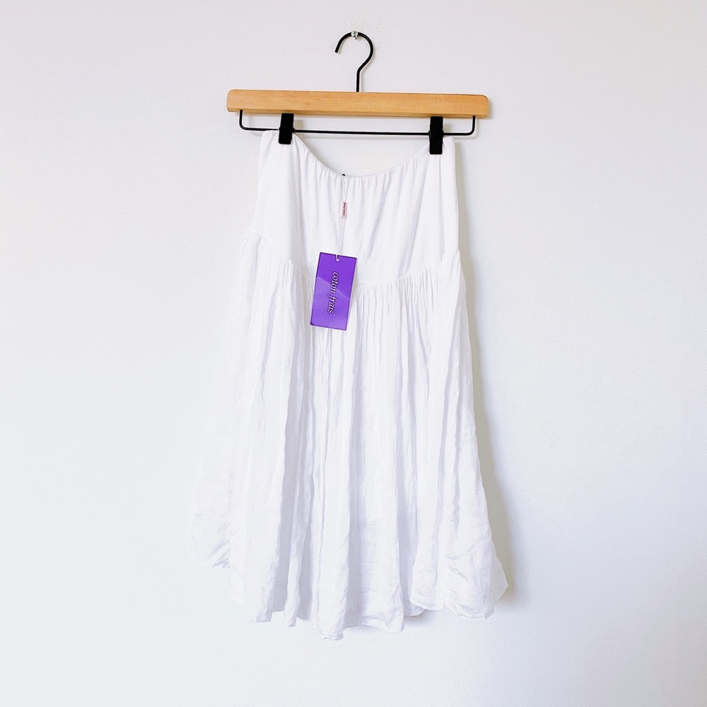 Tempo Paris Mid White Gypsy Elastic Waist Skirt